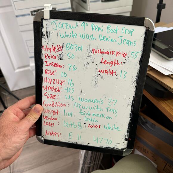 J Crew 9" Demi Boot Crop White Wash Denim Jeans US Women's 27 New - Picture 10 of 10